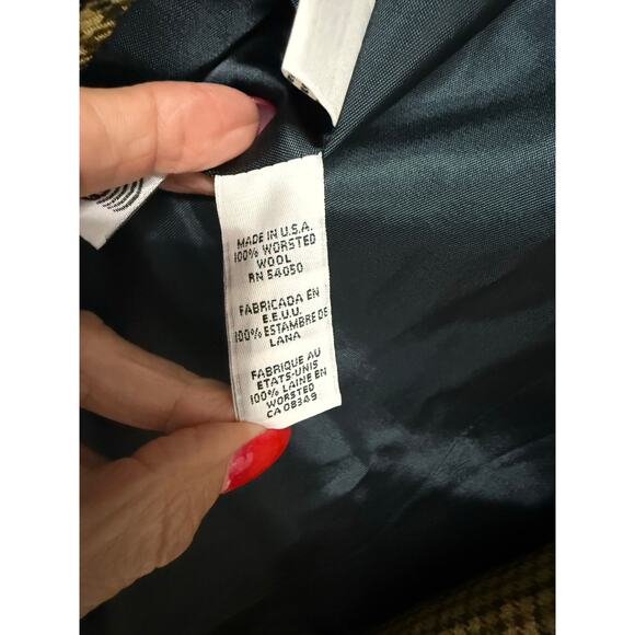 Jones New York M 8 Wool Blazer Jacket Coat Houndstooth Camel 100% Pure Wool - Picture 10 of 11